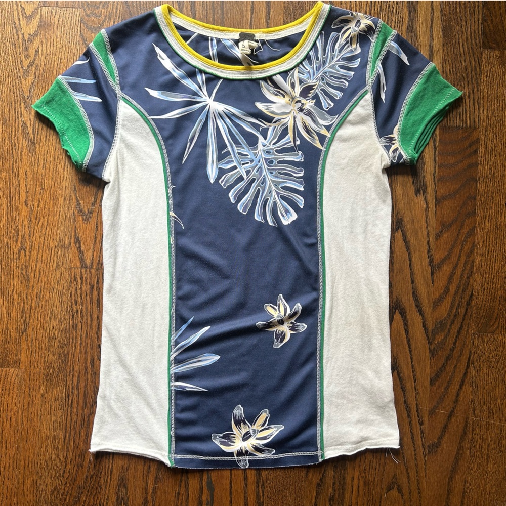 We The Free Navy and Yellow Floral Top
